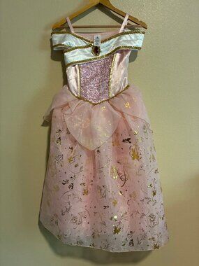 Disney Princess Girls Sleeping Aurora Sleeping Beauty Pink & Gold Costume 11/12